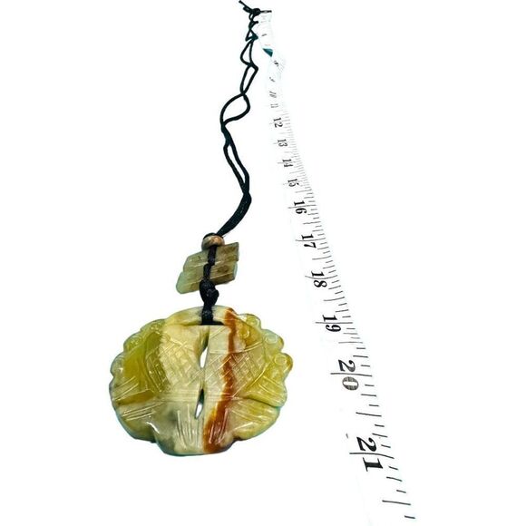 JADE JADEITE Antique Vintage Koi Fish Oriental Carved Pendant on Silk Cord Long - Picture 4 of 6